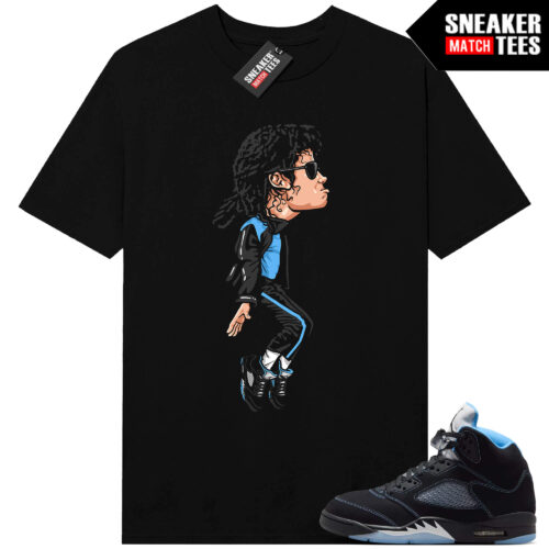 Black Carolina 5 AJ5 Sneaker Match Tees Black MJ Dance