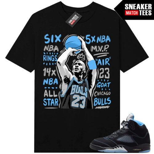 Black Carolina 5 AJ5 Sneaker Match Tees Black MJ Jumper