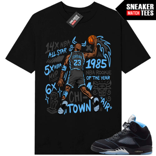 Black Carolina 5 AJ5 Sneaker Match Tees Black MJ Slam Dunk