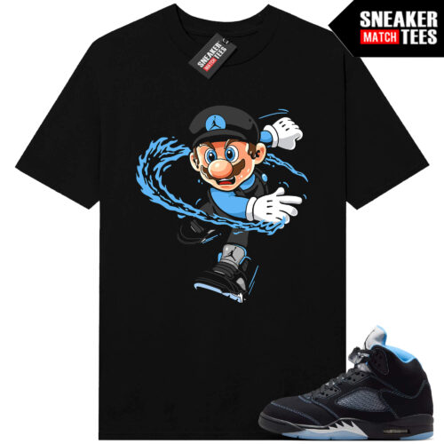 Black Carolina 5 AJ5 Sneaker Match Tees Black Mario Fire Kicks