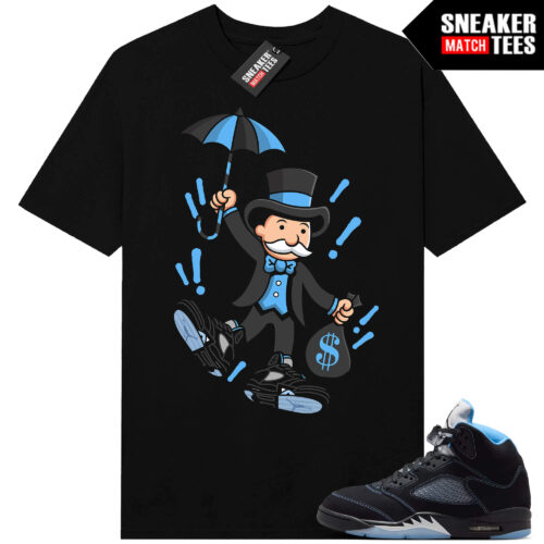 Black Carolina 5 AJ5 Sneaker Match Tees Black Monopoly Kicks