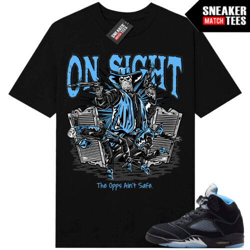 Black Carolina 5 AJ5 Sneaker Match Tees Black On Sight