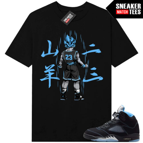 Black Carolina 5 AJ5 Sneaker Match Tees Black Saiyan 23