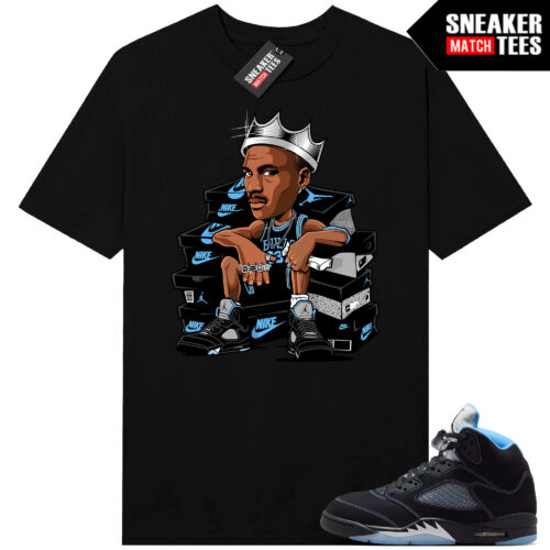 Black Carolina 5 AJ5 Sneaker Match Tees Black Sneaker King