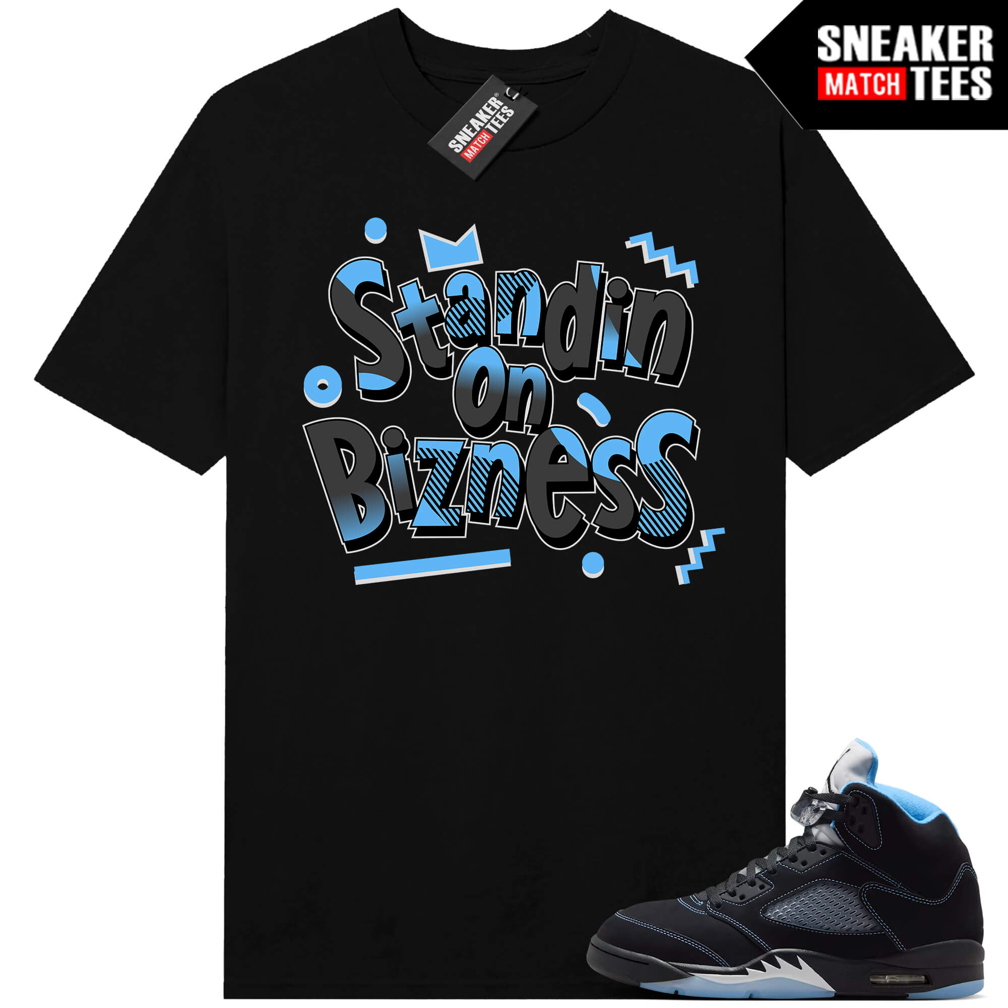 Black Carolina 5 AJ5 Sneaker Match Tees Black Standin On Bizness