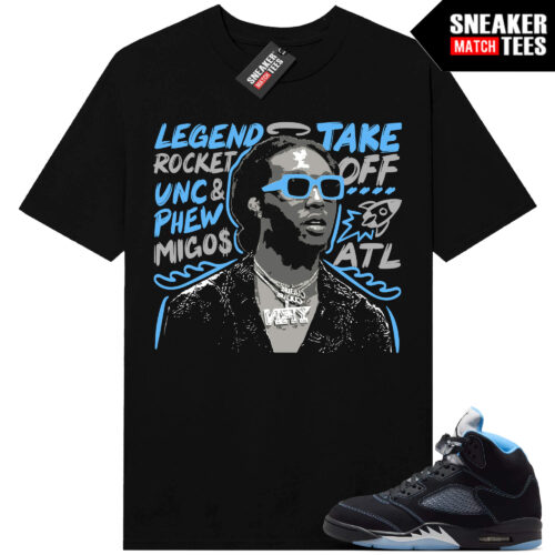 Black Carolina 5 AJ5 Sneaker Match Tees Black Takeoff Tribute