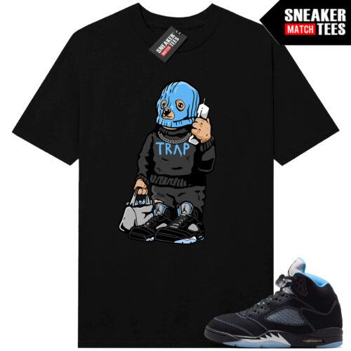 Black Carolina 5 AJ5 Sneaker Match Tees Black Trap Bear