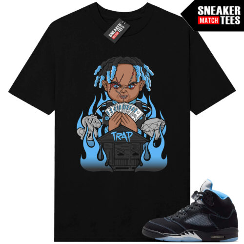 Black Carolina 5 AJ5 Sneaker Match Tees Black Trap Chucky