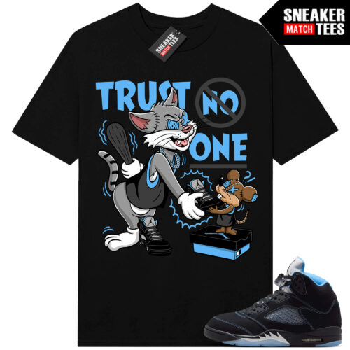 Black Carolina 5 AJ5 Sneaker Match Tees Black Trust No One Toons
