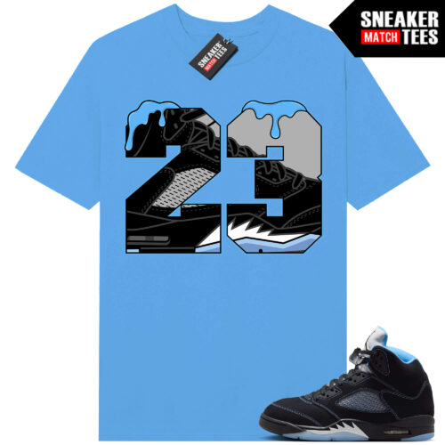 Black Carolina 5 AJ5 Sneaker Match Tees Carolina Blue 23 Drip