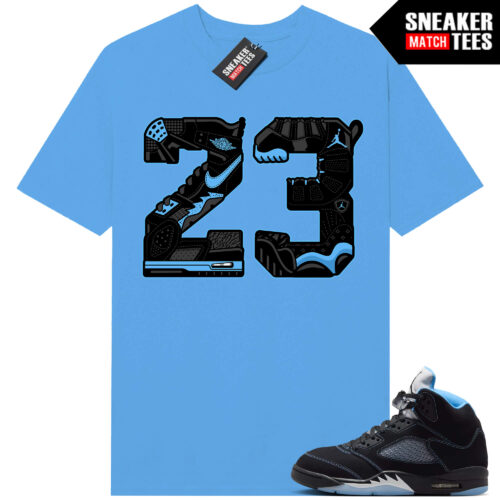 Black Carolina 5 AJ5 Sneaker Match Tees Carolina Blue 23 Mashup