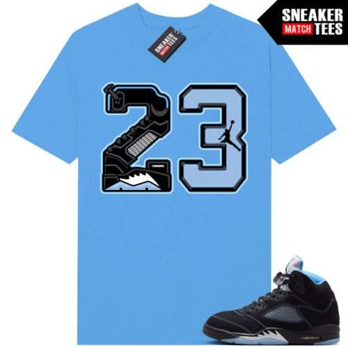 Black Carolina 5 AJ5 Sneaker Match Tees Carolina Blue 23 Sole