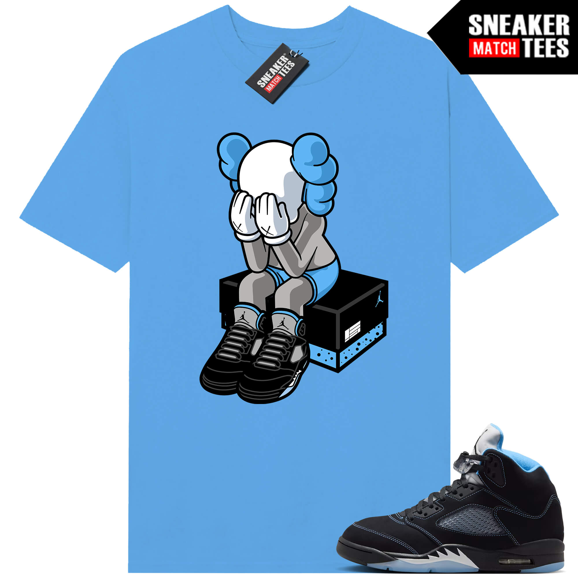 Black Carolina 5 AJ5 Sneaker Match Tees Carolina Blue AJ5 Toy