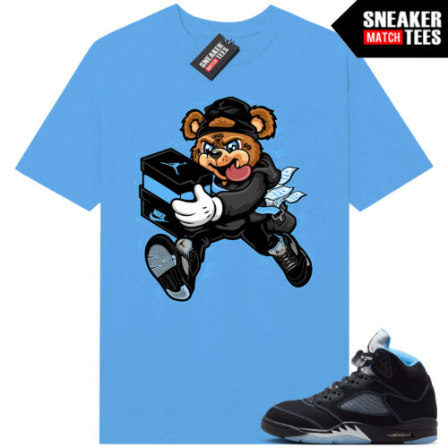Black Carolina 5 AJ5 Sneaker Match Tees Carolina Blue Bear Sneaker Heist