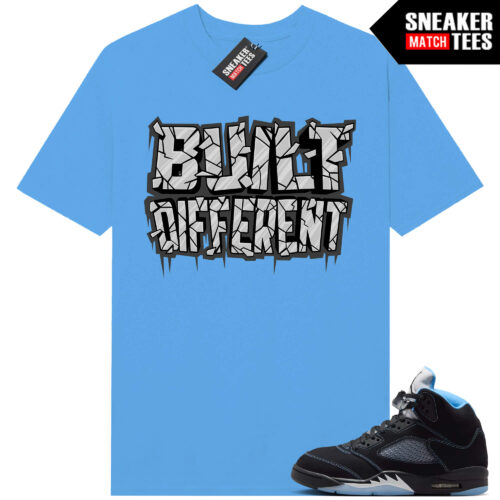 Black Carolina 5 AJ5 Sneaker Match Tees Carolina Blue Built Different