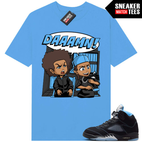 Black Carolina 5 AJ5 Sneaker Match Tees Carolina Blue DAAAMN Parody