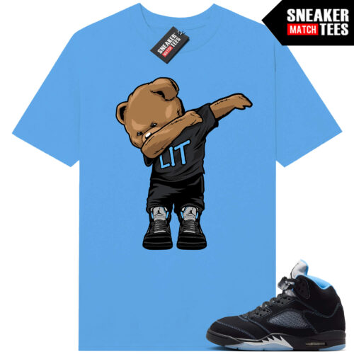 Black Carolina 5 AJ5 Sneaker Match Tees Carolina Blue Dabin Bear