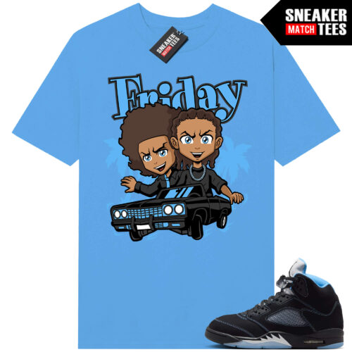 Black Carolina 5 AJ5 Sneaker Match Tees Carolina Blue Friday parody