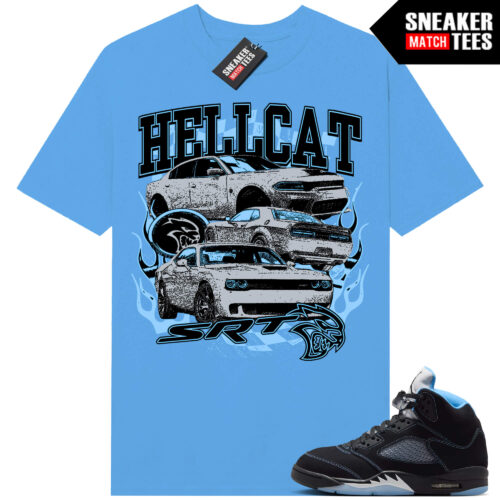Black Carolina 5 AJ5 Sneaker Match Tees Carolina Blue Hellcat