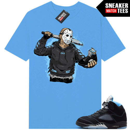 Black Carolina 5 AJ5 Sneaker Match Tees Carolina Blue Jason Cop