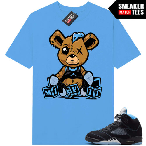 Black Carolina 5 AJ5 Sneaker Match Tees Carolina Blue Misfit Teddy