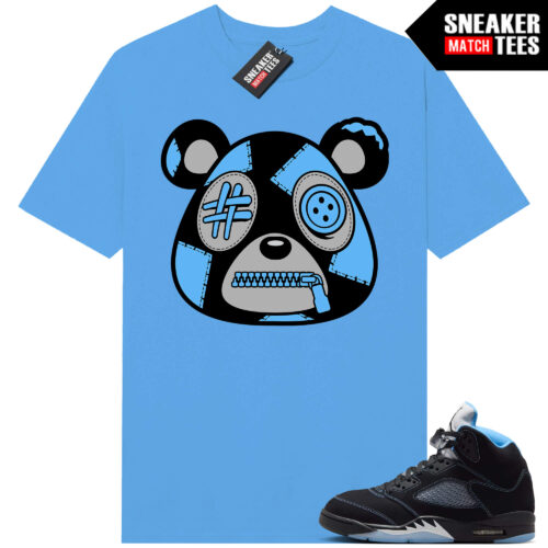 Black Carolina 5 AJ5 Sneaker Match Tees Carolina Blue Misunderstood Bear