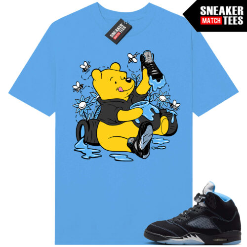 Black Carolina 5 AJ5 Sneaker Match Tees Carolina Blue New Shoe Drip