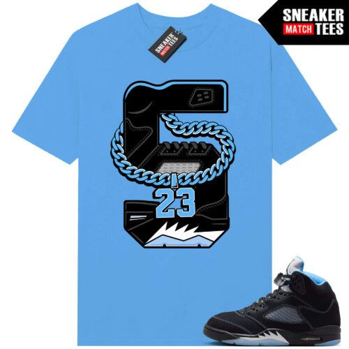 Black Carolina 5 AJ5 Sneaker Match Tees Carolina Blue Retro 5