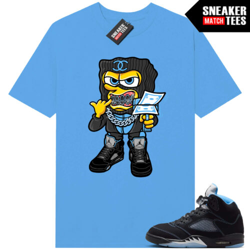Black Carolina 5 AJ5 Sneaker Match Tees Carolina Blue Shiesty Bob