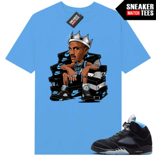 Black Carolina 5 AJ5 Sneaker Match Tees Carolina Blue Sneaker King
