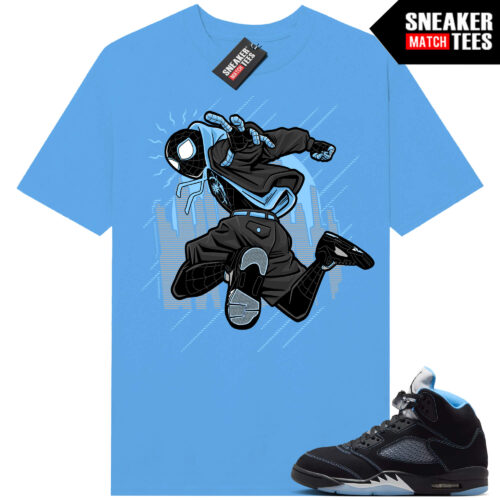 Black Carolina 5 AJ5 Sneaker Match Tees Carolina Blue Spidey Kicks