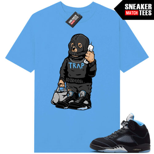 Black Carolina 5 AJ5 Sneaker Match Tees Carolina Blue Trap Bear