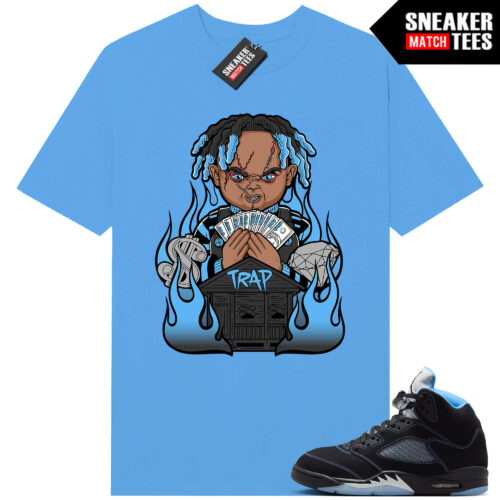 Black Carolina 5 AJ5 Sneaker Match Tees Carolina Blue Trap Chucky