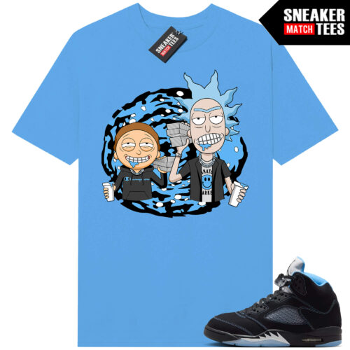 Black Carolina 5 AJ5 Sneaker Match Tees Carolina Blue Trap Ric