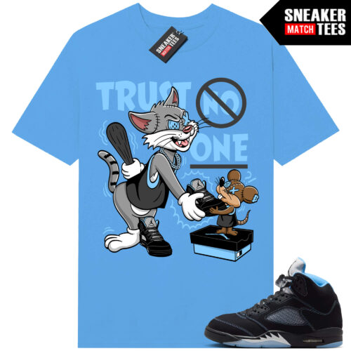 Black Carolina 5 AJ5 Sneaker Match Tees Carolina Blue Trust No One Toons