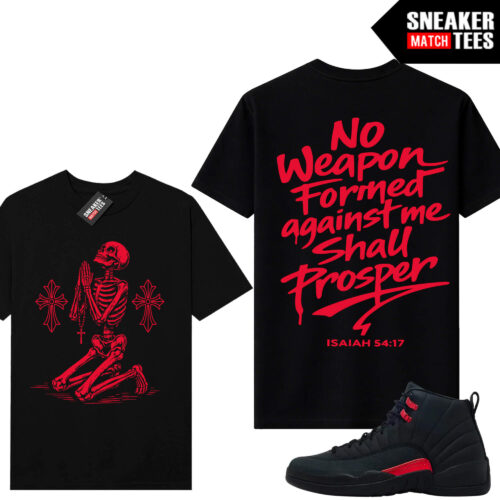 Bloodline 12s AJ12 Sneaker Match Tees Black No Weapon