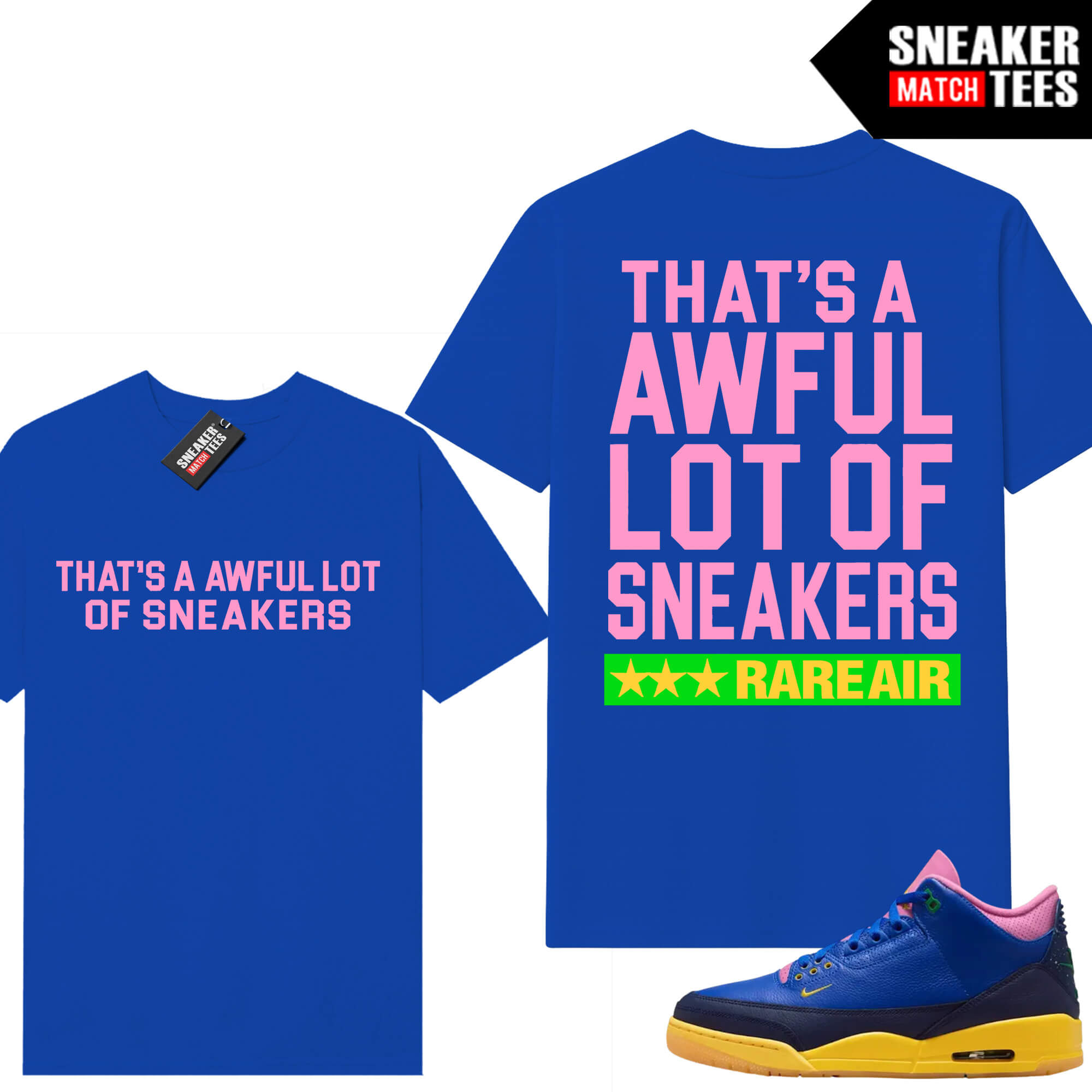 Brazil 3 AJ3 Sneaker Match Tees Royal Blue AWFUL LOT OF SNEAKERS