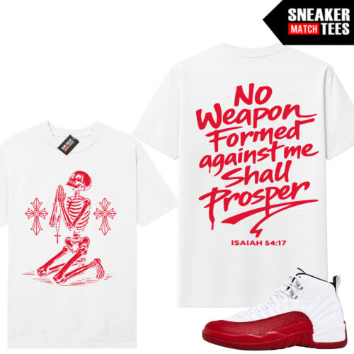 Cherrry 12 AJ12 Sneaker Match Tees White No Weapon