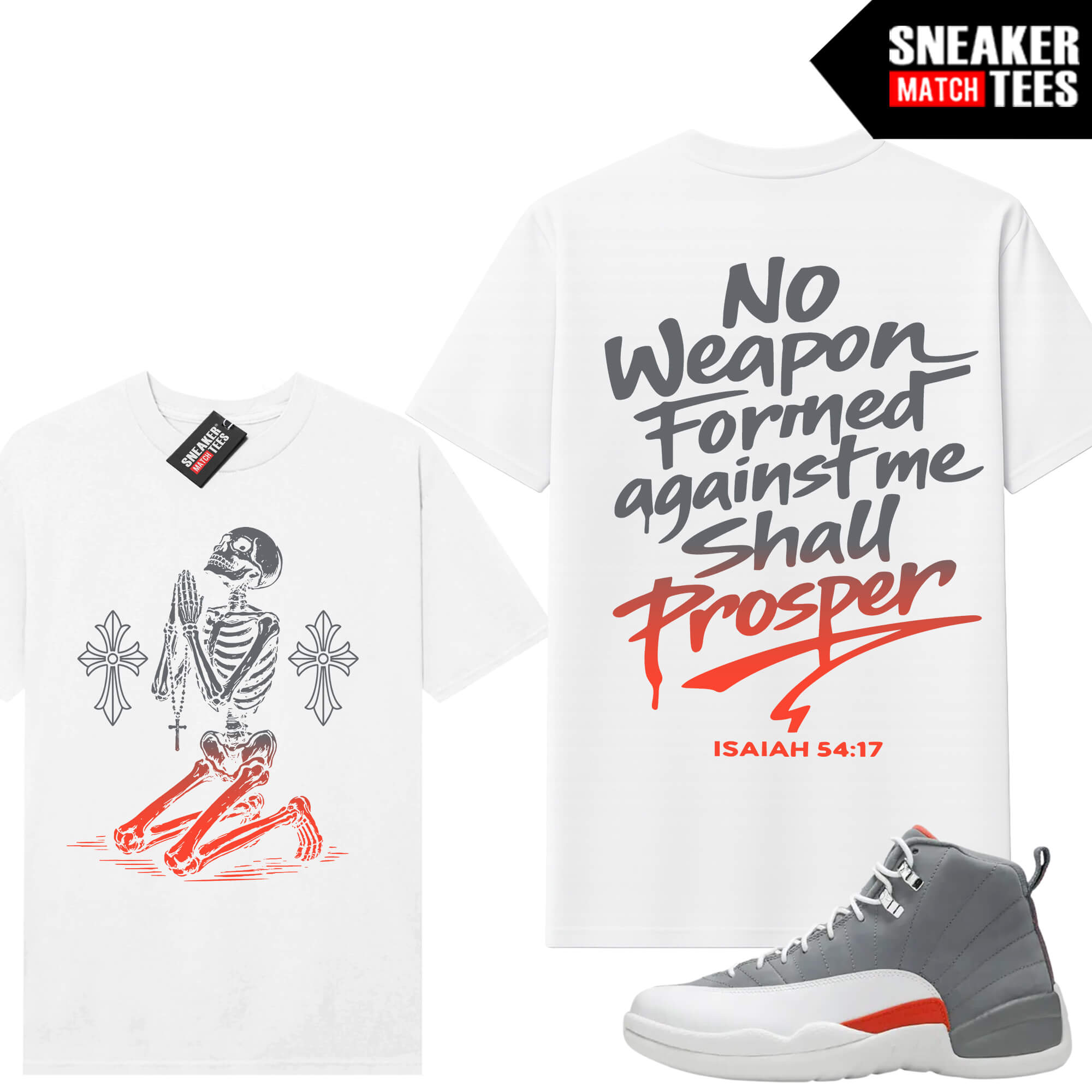Cool Grey 12s AJ12 Sneaker Match Tees White No Weapon