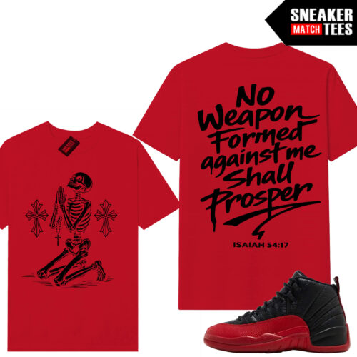 Flu Game 12 AJ12 Sneaker Match Tees Black No Weapon
