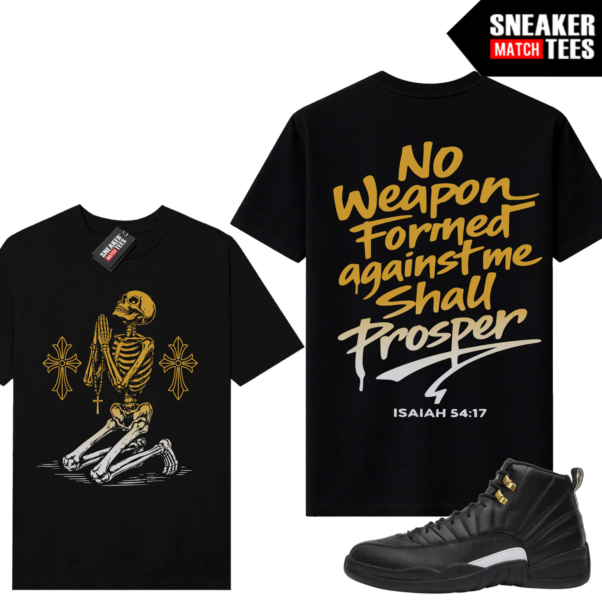 Master 12s AJ12 Sneaker Match Tees Black No Weapon