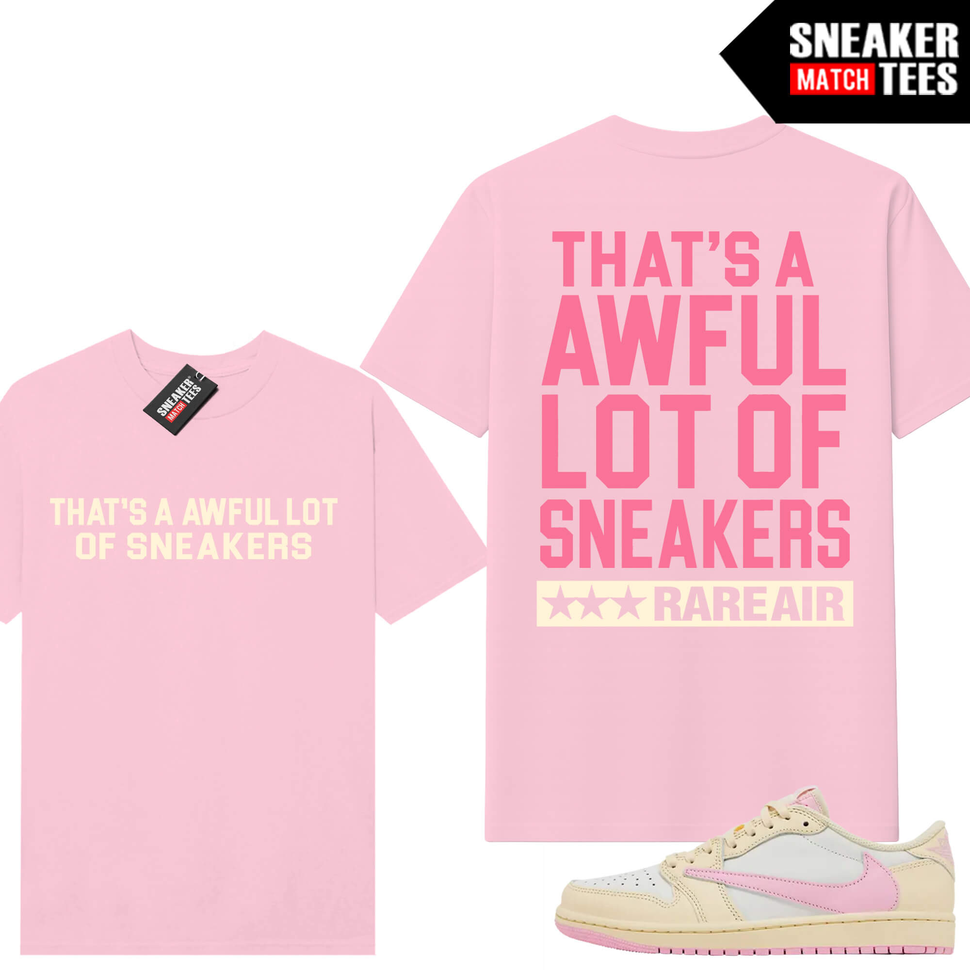 Travis 1 low Shy Pink Sneaker Match Tees Pink Awful LOT OF SNEAKERS