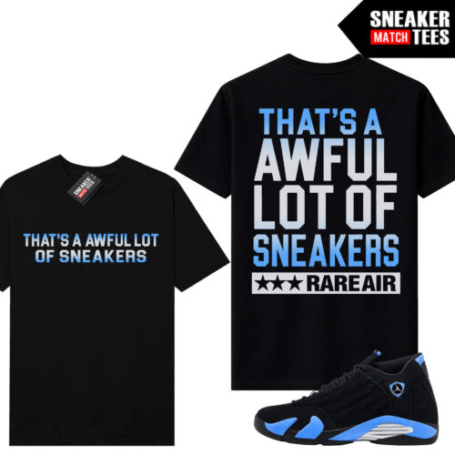 University Blue 14 AJ14 Sneaker Match Tees Black AWFUL LOT OF SNEAKERS