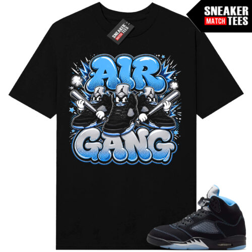 Black Carolina 5 AJ5 Sneaker Match Tees Black Air Gang