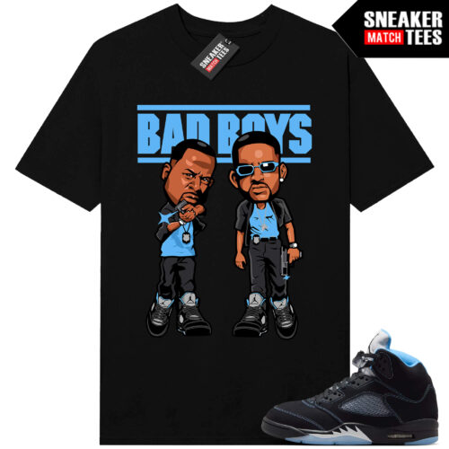Black Carolina 5 AJ5 Sneaker Match Tees Black Bad Boys