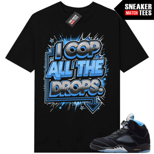 Black Carolina 5 AJ5 Sneaker Match Tees Black COP all the Drops