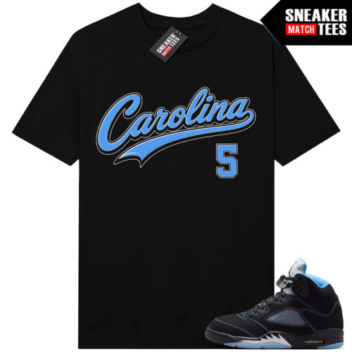Black Carolina 5 AJ5 Sneaker Match Tees Black Carolina 5 Script