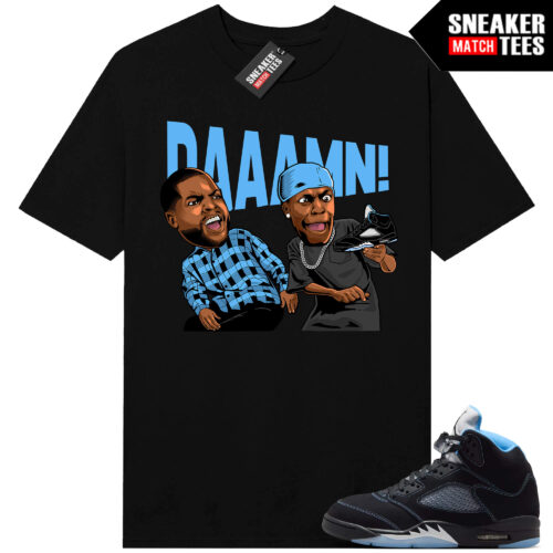 Black Carolina 5 AJ5 Sneaker Match Tees Black DAAAMN