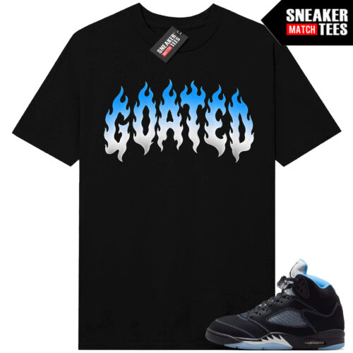 Black Carolina 5 AJ5 Sneaker Match Tees Black GOATED flame