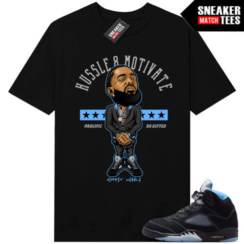 Black Carolina 5 AJ5 Sneaker Match Tees Black Hustle Motivate
